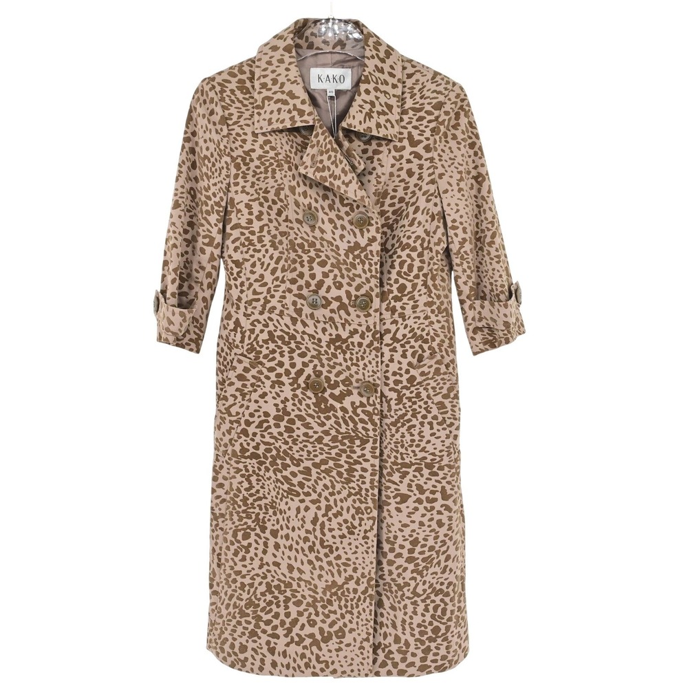 KAKO NOS Vintage Burnout Velvet Leopard Print Trench Women's Animal Print Jacket